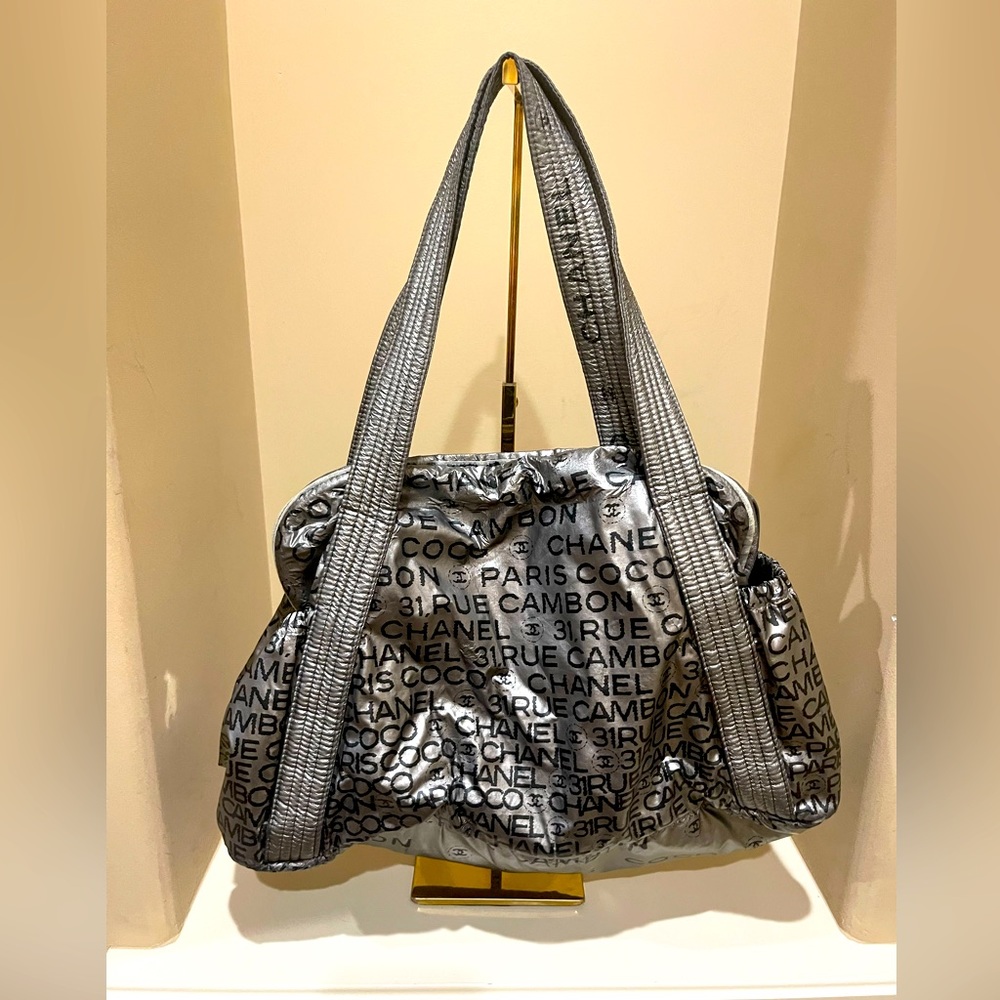 CHANEL Silver and Black Satchel